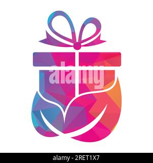 Gift Leaf logo concept vector. Nature Gift Logo Design Template. Unique surprise and organic logotype design template. Stock Vector