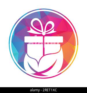 Gift Leaf logo concept vector. Nature Gift Logo Design Template. Unique surprise and organic logotype design template. Stock Vector