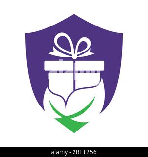 Gift Leaf logo concept vector. Nature Gift Logo Design Template. Unique surprise and organic logotype design template. Stock Vector