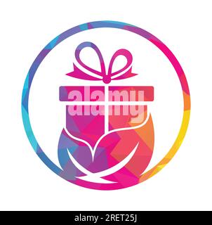 Gift Leaf logo concept vector. Nature Gift Logo Design Template. Unique surprise and organic logotype design template. Stock Vector
