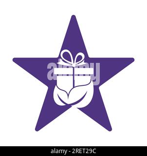 Gift Leaf logo concept vector. Nature Gift Logo Design Template. Unique surprise and organic logotype design template. Stock Vector