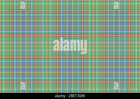 Fabric background texture of tartan check pattern with a plaid vector seamless textile in blue and cyan colors. Stock Vector