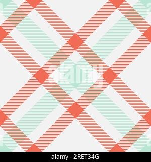Texture pattern vector of background plaid textile with a tartan seamless fabric check in white and red colors. Stock Vector