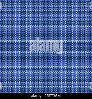 Background textile texture of pattern tartan plaid with a seamless check fabric vector in blue and dark colors. Stock Vector