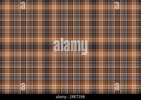 Fabric check background of tartan plaid vector with a texture pattern textile seamless in dark and pumpkin colors. Stock Vector