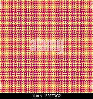 Fabric texture pattern of textile vector seamless with a background tartan check plaid in pink and yellow colors. Stock Vector