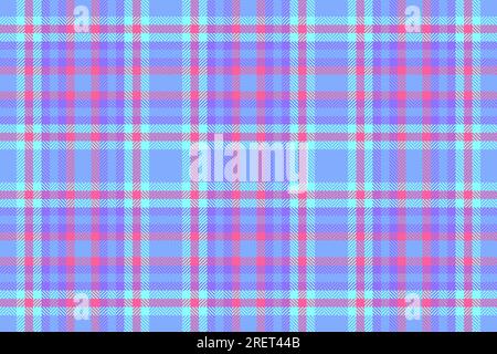 Plaid vector check of textile seamless background with a pattern texture tartan fabric in blue and teal colors. Stock Vector