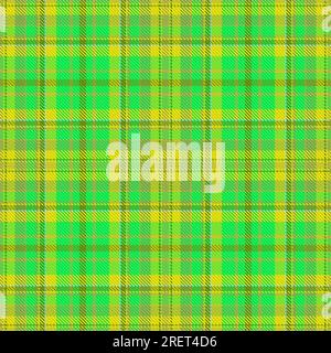 Tartan check pattern of background plaid textile with a vector fabric texture seamless in green and yellow colors. Stock Vector