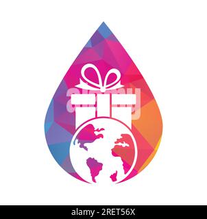 Global gift logo design template vector. Gift world logo icon template. Stock Vector