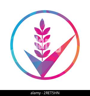 Wheat Grain Check Logo. Grain Wheat Logo Concept sign icon symbol Design. Stock Vector