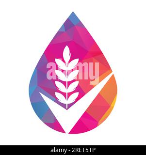 Wheat Grain Check Logo. Grain Wheat Logo Concept sign icon symbol Design. Stock Vector