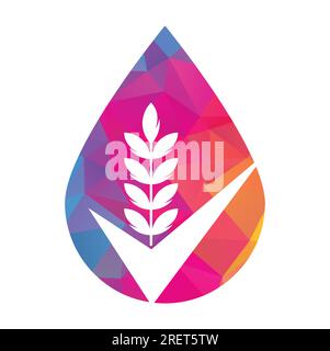 Wheat Grain Check Logo. Grain Wheat Logo Concept sign icon symbol Design. Stock Vector