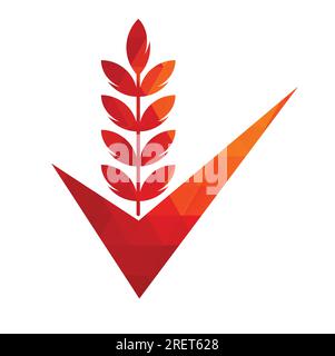 Wheat Grain Check Logo. Grain Wheat Logo Concept sign icon symbol Design. Stock Vector
