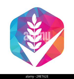 Wheat Grain Check Logo. Grain Wheat Logo Concept sign icon symbol Design. Stock Vector