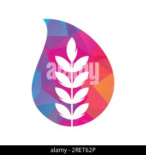 wheat grain drop shape vector logo design. Stock Vector