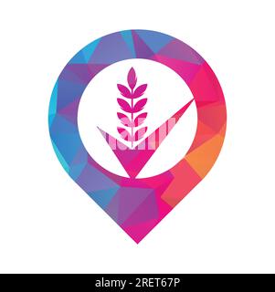 Wheat Grain Check Logo. Grain Wheat Logo Concept sign icon symbol Design. Stock Vector