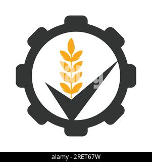 Wheat Grain Check Logo. Grain Wheat Logo Concept sign icon symbol Design. Stock Vector