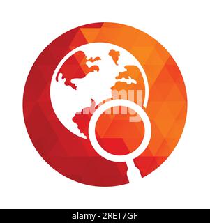Globe search logo vector icon. world and loupe logo combination. Stock Vector