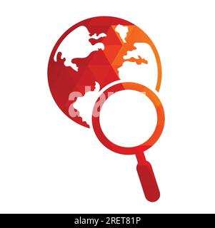 Globe search logo vector icon. world and loupe logo combination. Stock Vector