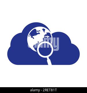 Globe search logo vector icon. world and loupe logo combination. Stock Vector