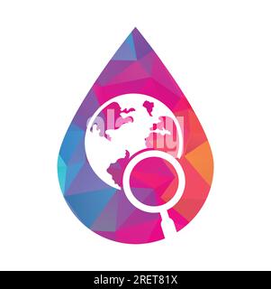 Globe search logo vector icon. world and loupe logo combination. Stock Vector