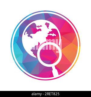 Globe search logo vector icon. world and loupe logo combination. Stock Vector