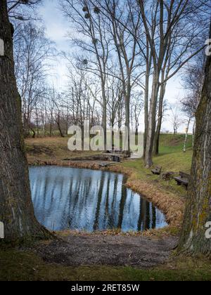 Resting place at the Ochsenbrunnen near Jois in Burgenland Stock Photo