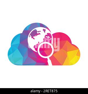 Globe search logo vector icon. world and loupe logo combination. Stock Vector