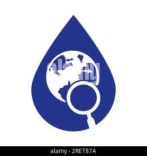 Globe search logo vector icon. world and loupe logo combination. Stock Vector