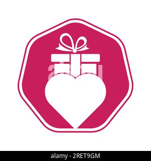 Love Gift Logo Vector Symbol Icon Design. Heart gift logo vector icon. Stock Vector