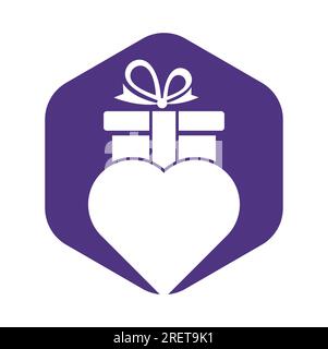 Love Gift Logo Vector Symbol Icon Design. Heart gift logo vector icon. Stock Vector