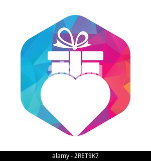 Love Gift Logo Vector Symbol Icon Design. Heart gift logo vector icon. Stock Vector