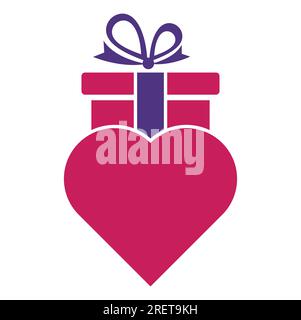 Love Gift Logo Vector Symbol Icon Design. Heart gift logo vector icon. Stock Vector