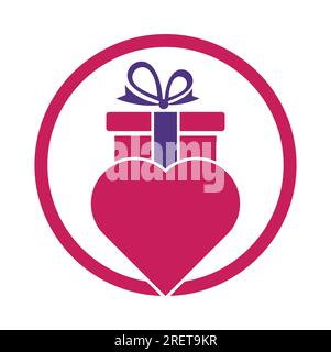 Love Gift Logo Vector Symbol Icon Design. Heart gift logo vector icon. Stock Vector