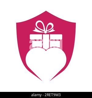 Love Gift Logo Vector Symbol Icon Design. Heart gift logo vector icon. Stock Vector