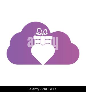 Love Gift cloud shape concept Logo Vector Symbol Icon Design. Heart gift logo vector icon. Stock Vector