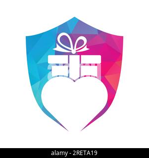 Love Gift Logo Vector Symbol Icon Design. Heart gift logo vector icon. Stock Vector