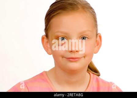 Girl with injury, black eye, hematoma, bruise, child abuse Stock Photo