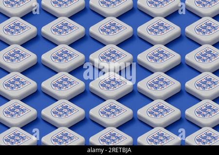 LONDON, UK - July 2023: England national football team logo. 3D Rendering Stock Photo