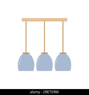 Lighting devices for decorating any home interior. Ceiling lamp of three lamps. Interior design. Vector flat illustration... Stock Vector