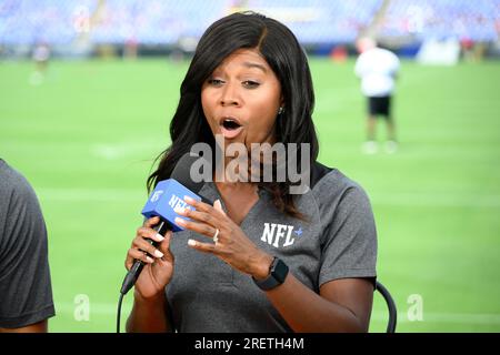 NFL Network reporter Sherree Burruss reports from Baltimore Ravens NFL  football training camp, Saturday, July 29, 2023, in Baltimore. (AP  Photo/Nick Wass Stock Photo - Alamy