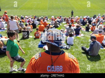 A Denver Broncos fan weers a big hat prior to the start of an NFL football  game between the Denver Broncos and the New York Jets Sunday, Oct. 17,  2010, in Denver. (AP Photo/ Barry Gutierrez Stock Photo - Alamy