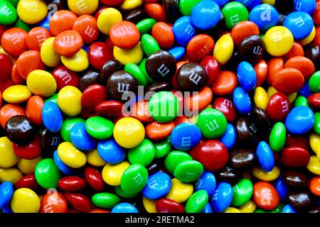 Full frame of colorful M&Ms chocolate candies Stock Photo