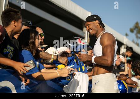 Los Angeles Rams safety Jordan Fuller (4) before an NFL football game  against the San Francisco 49ers, Sunday, Sept. 17, 2023, in Inglewood,  Calif. (AP Photo/Kyusung Gong Stock Photo - Alamy