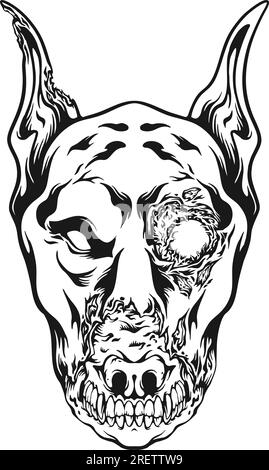 Howling horror dog head scary monster silhouette vector illustrations for your work logo, merchandise t-shirt, stickers and label designs, poster, gre Stock Vector