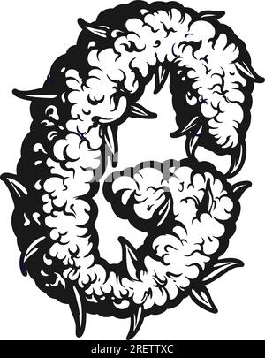Organic G letter harmonizing cannabis smoke logo monochrome vector illustrations for your work logo, merchandise t-shirt, stickers and label designs, Stock Vector