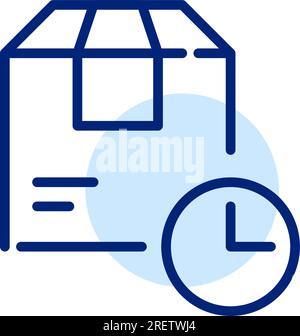Express delivery. Cardboard box with clock symbol. Pixel perfect icon Stock Vector