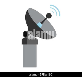 Satellite dish to receive signals for television, radio, internet. Vector illustration isolated on white background Stock Vector