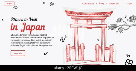 Places to visit in Japan guide for tourists online Stock Vector