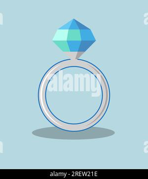 diamond golden ring. Clipart vector illustration. Stock Vector